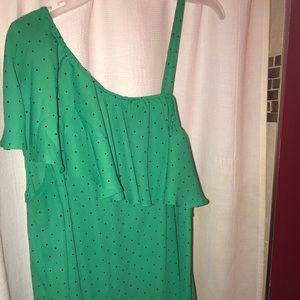 Torrid Green & Black Polka Blouse